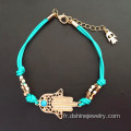 Hamsa or Evil Eye diamant collier avec perles de Turquoise